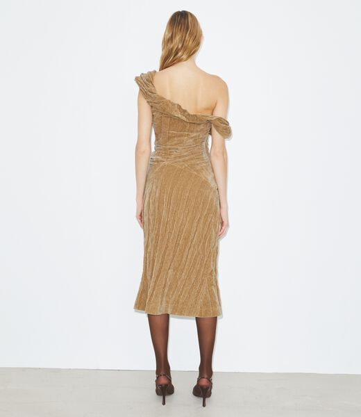 tory burch فستان مخملي قطني ملتوي