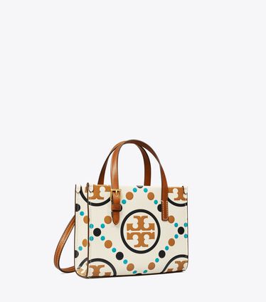 Mini T Monogram Contrast Embossed Square Tote