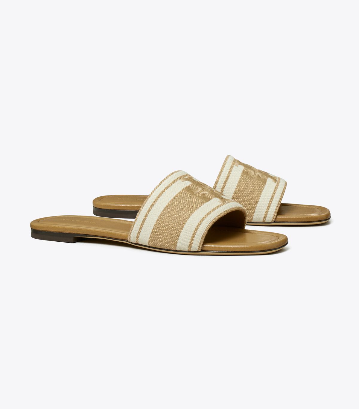 tory burch double t jacquard slide