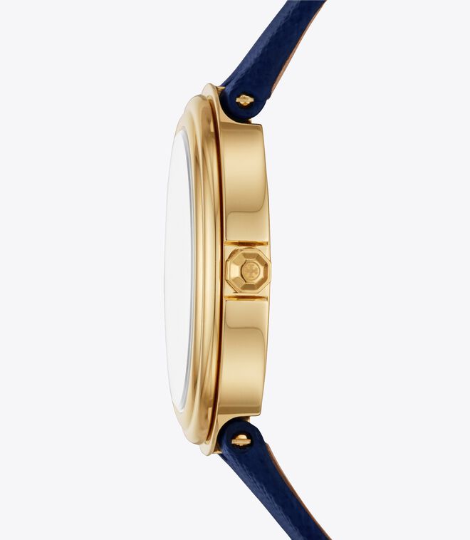 Bailey Watch, Navy Leather/Gold Tone/Ivory, 34 MM