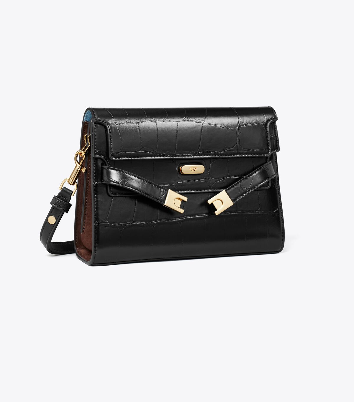tory burch lee radziwill croc embossed shoulder bag