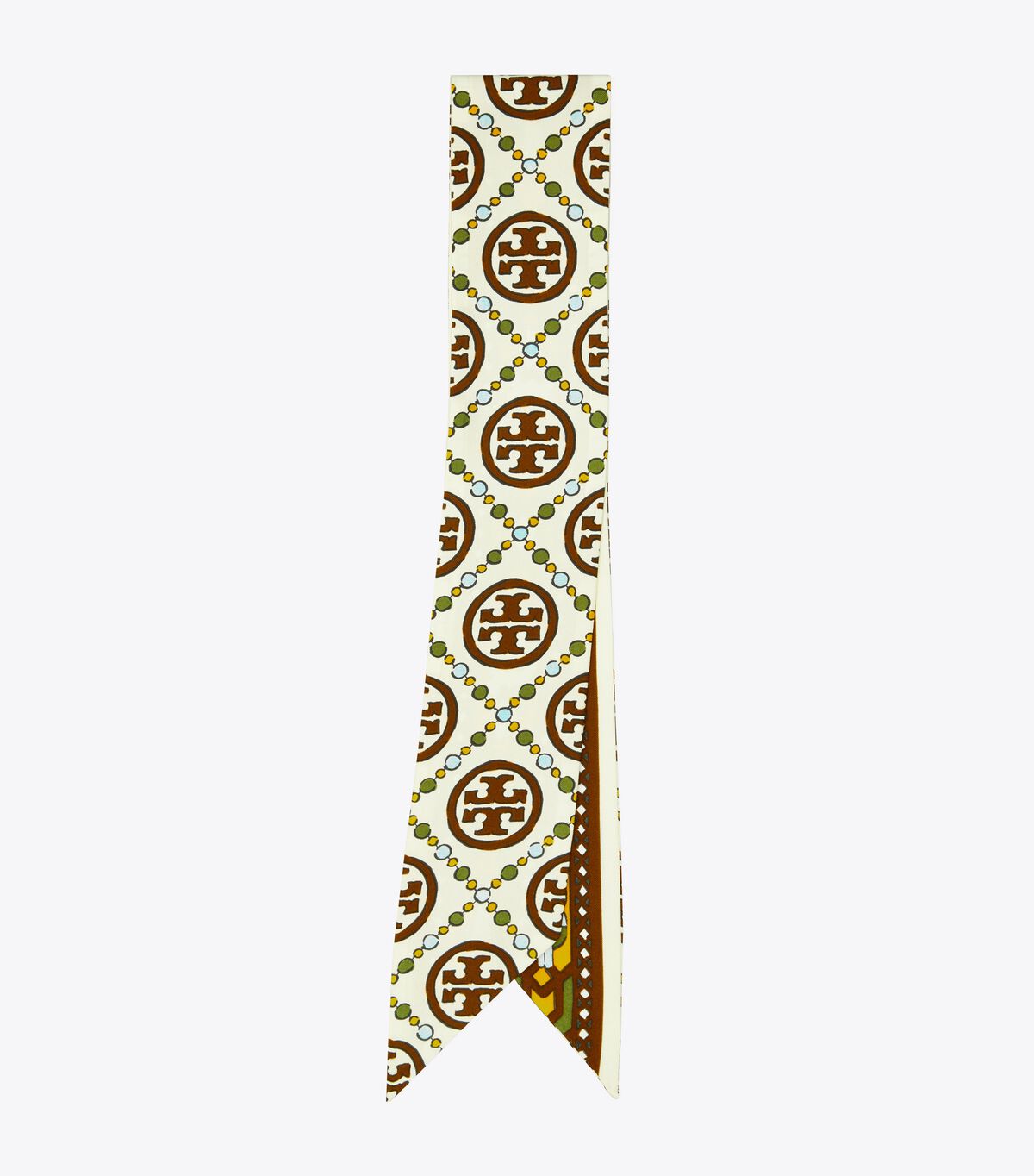 tory burch t monogram double sided silk ribbon tie
