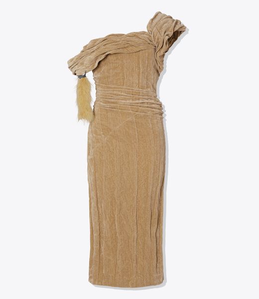 tory burch فستان مخملي قطني ملتوي