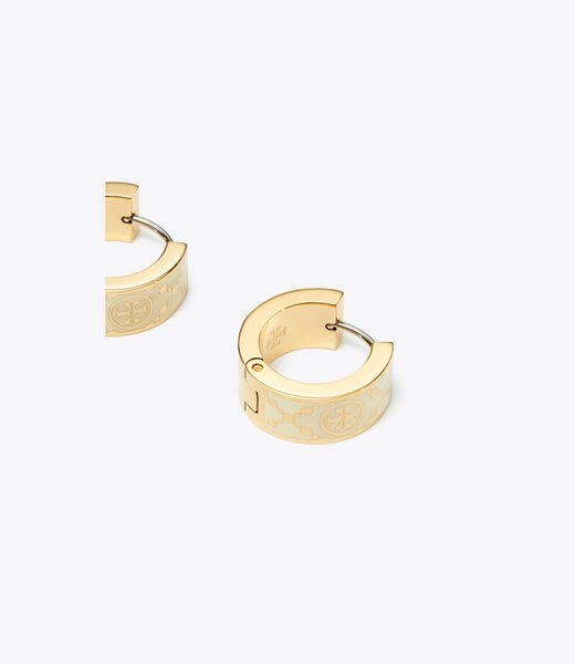 tory burch small t monogram hoop earring