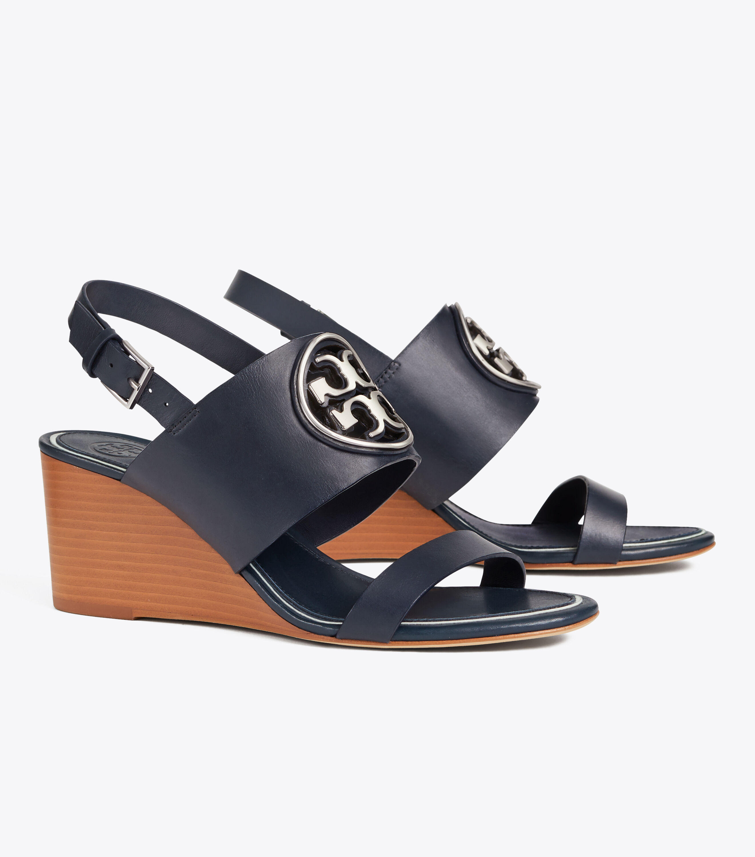 Tory burch miller discount metal logo wedge sandal