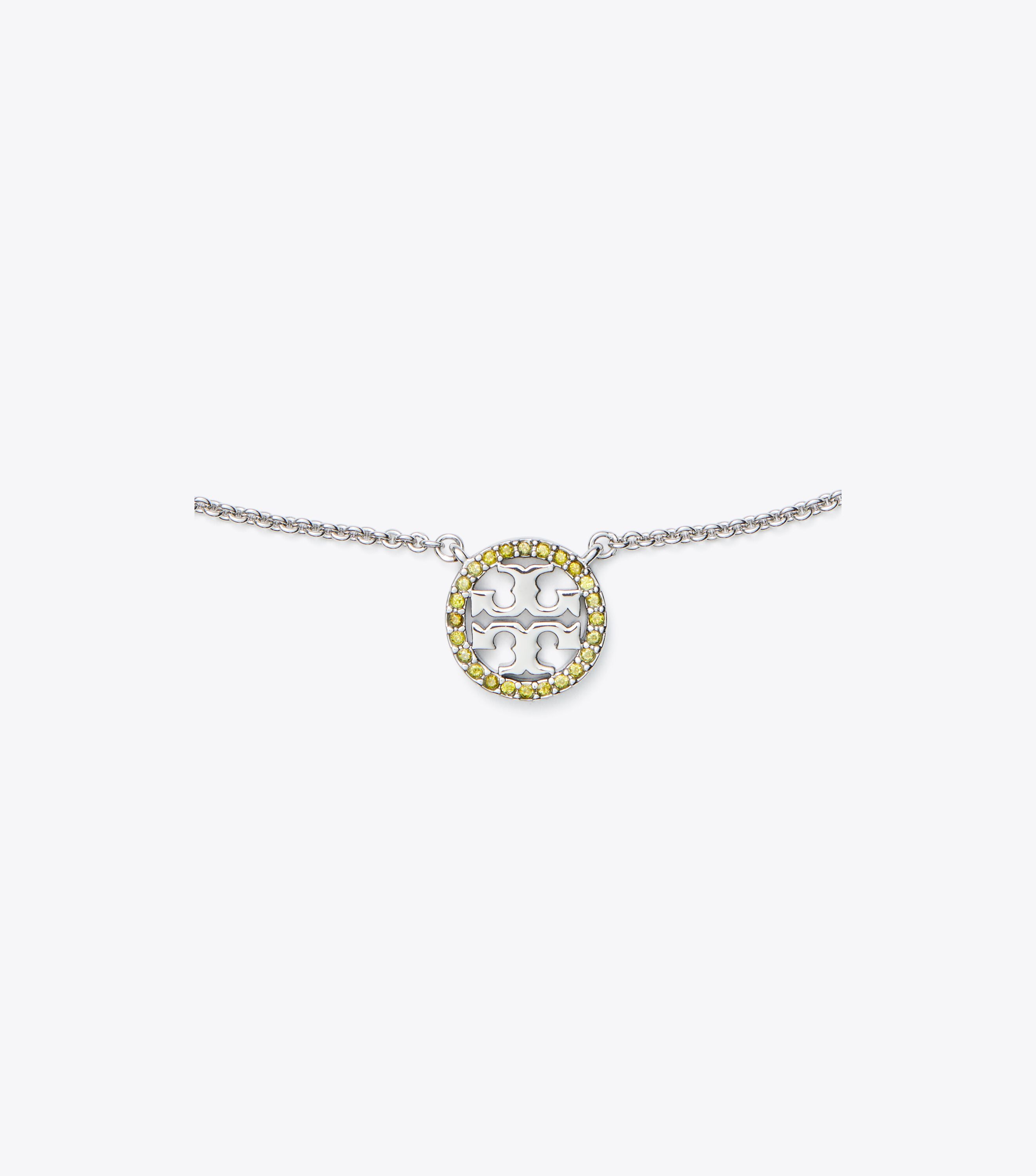 TORY BURCH｜JEWERLY (CRYSTAL LOGO DELICATE NECKLACE (534 Miller Pavé Logo Delicate Necklace: Women's Designer