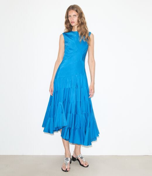 tory burch flared cotton silk dress