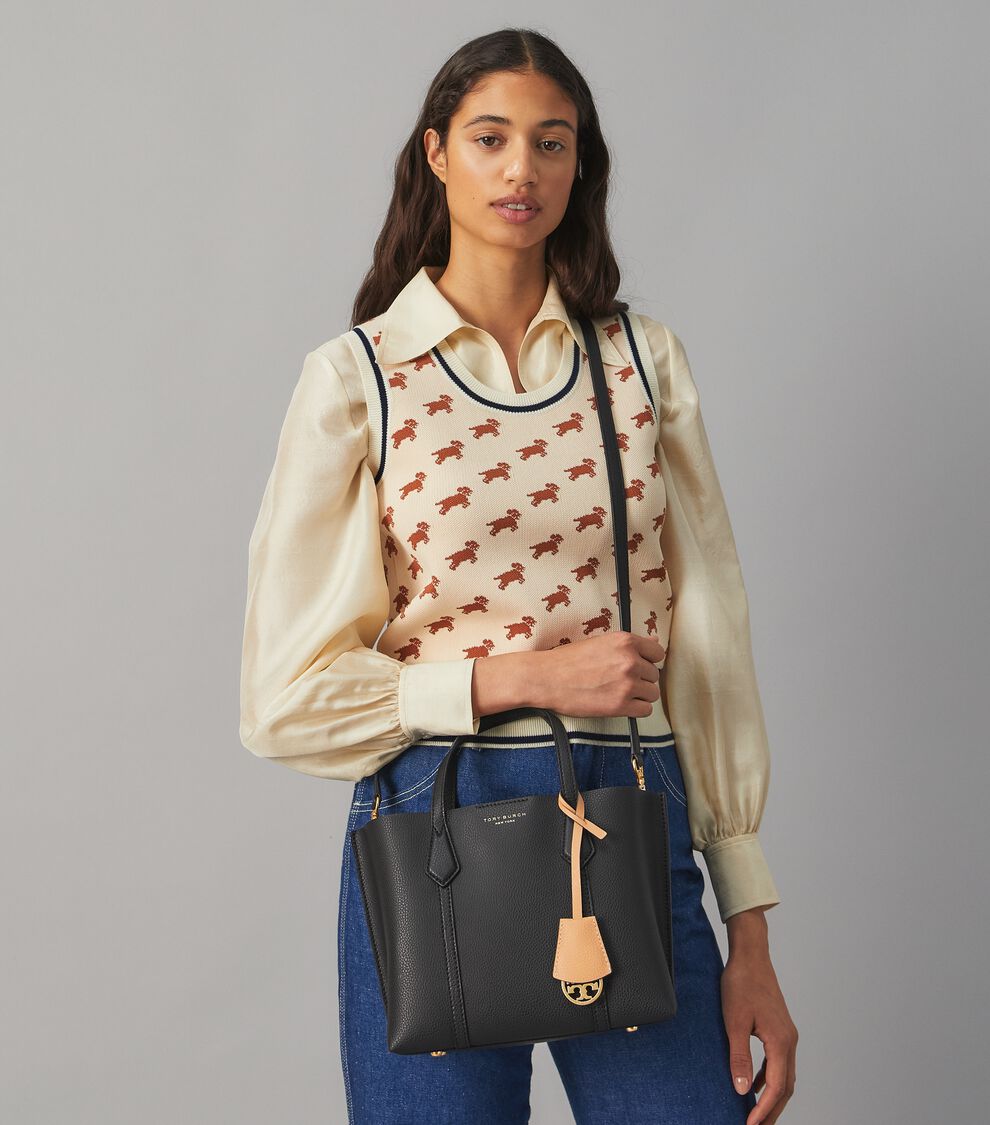Small Perry Triple-Compartment Tote Bag, Black Tory Burch UAE - Main Image