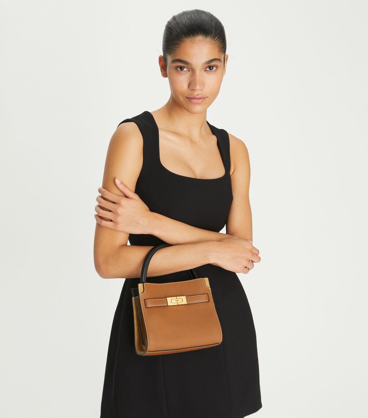 tory burch petite lee radziwill pebbled double bag