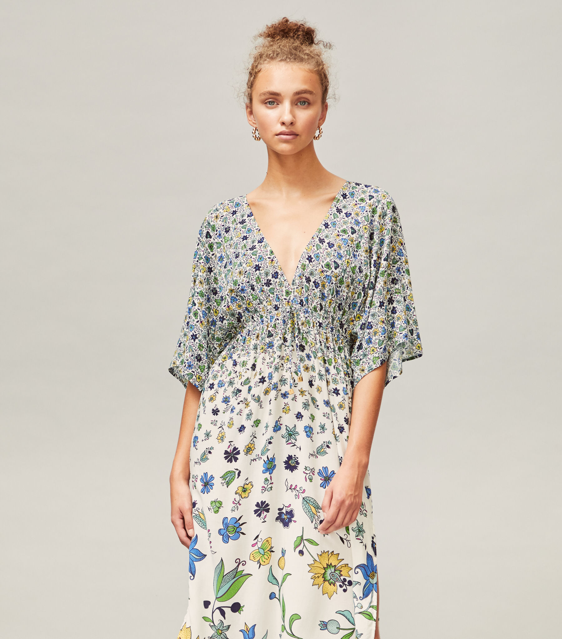 tory burch beach dress Tory Burch Floral Midi Beach Dress Size XS Empire Waist Sundress