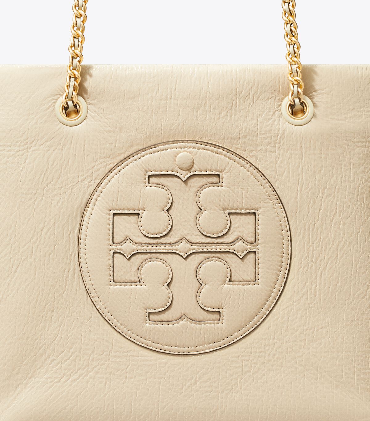 tory burch ella crinkle patent chain tote