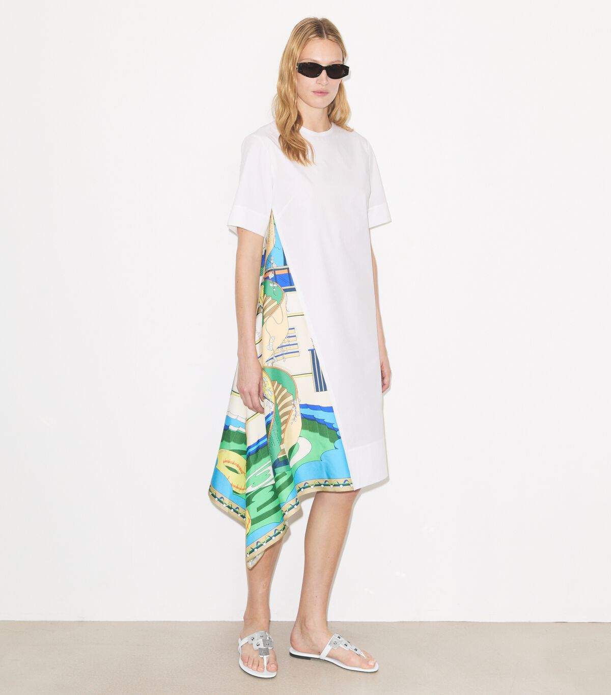Silk Panel Cotton Dress tory burch silk panel cotton dress