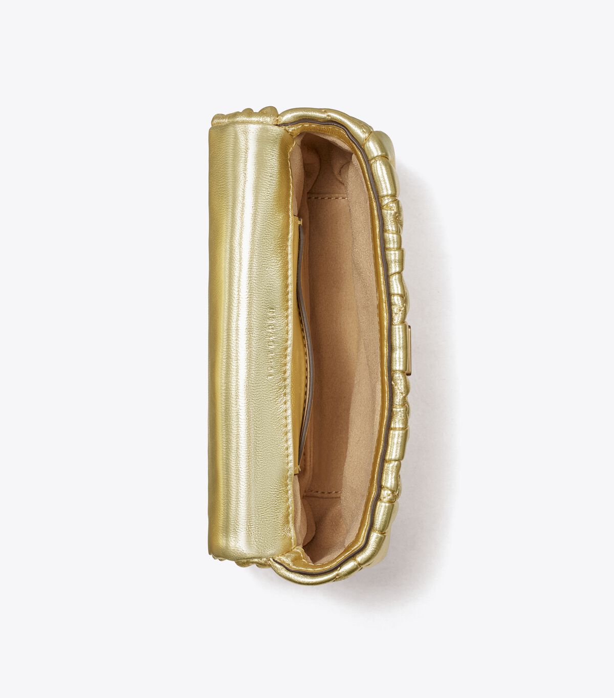 tory burch mini kira metallic diamond ruched flap shoulder bag