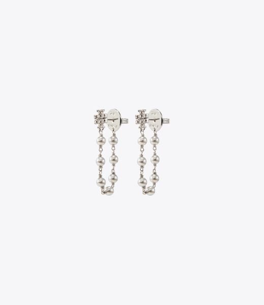 tory burch moondance pearl and chain earrings