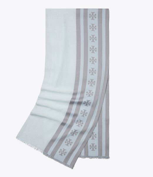 tory burch logo stripe oblong scarf