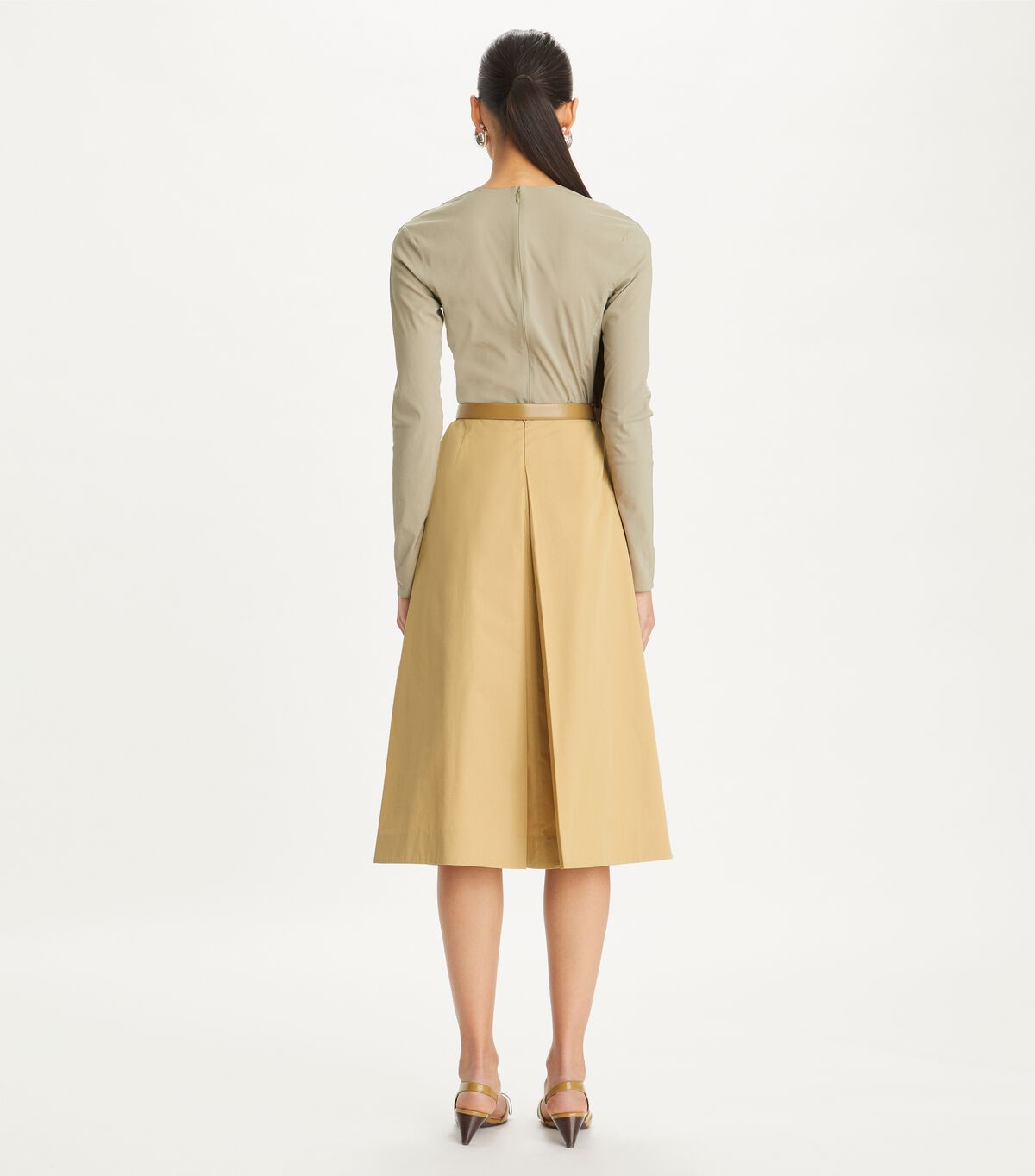 tory burch pleated poplin skirt