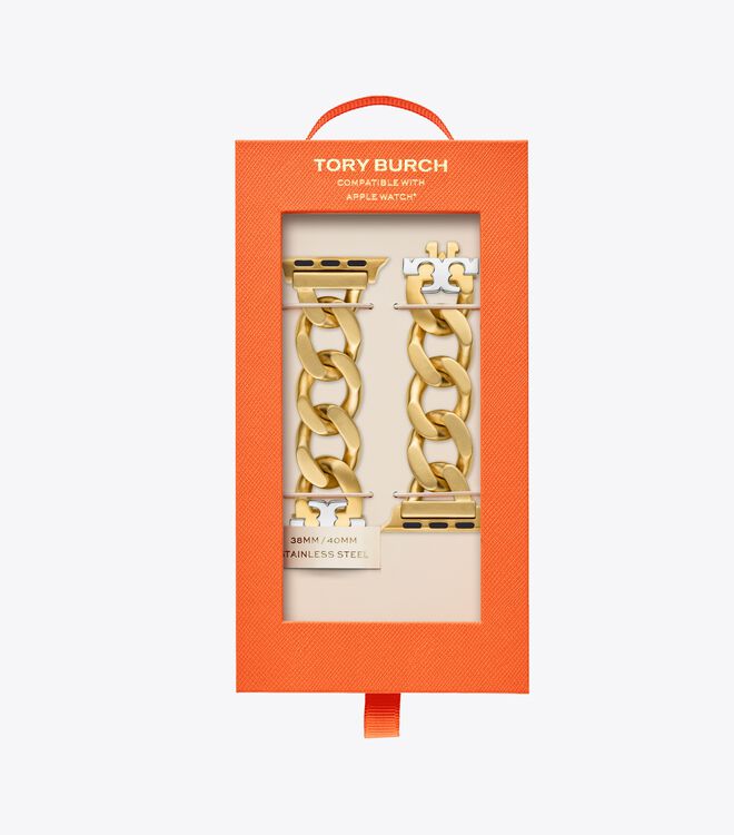 Curb Link Band for Apple Watch, Gold-Tone/Silver, 38 MM – 40 MM |  Accessories | Tory Burch