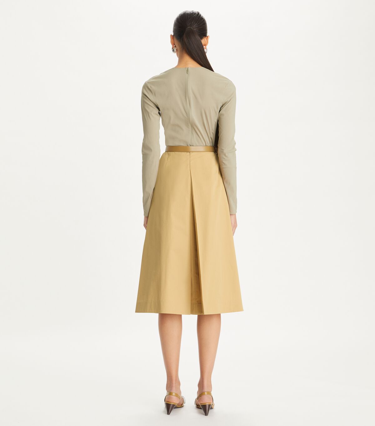 tory burch pleated poplin skirt