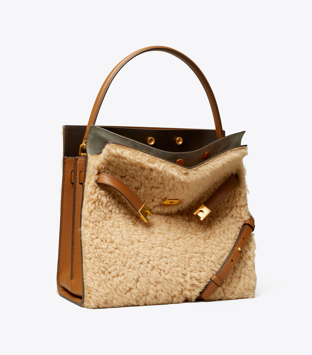 LEE RADZIWILL SHEARLING DOUBLE BAG