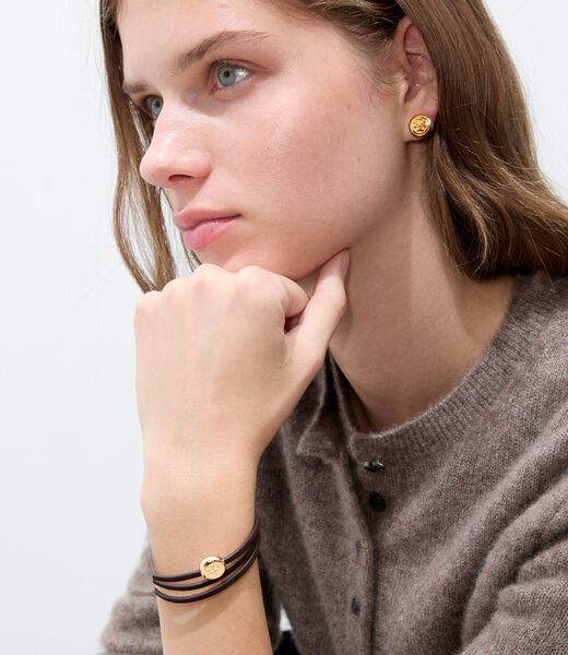 tory burch round icon stud earrings