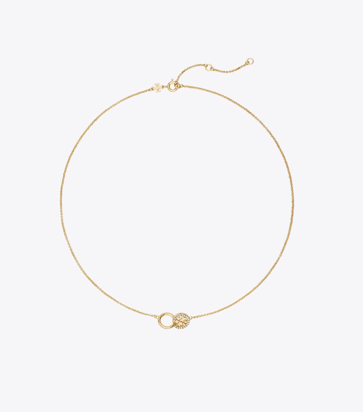 tory burch icon pave interlocking pendant necklace