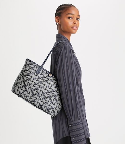 tory burch small t monogram zip tote