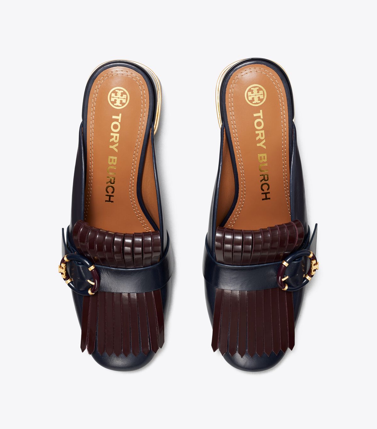 tory burch multi logo kiltie mule