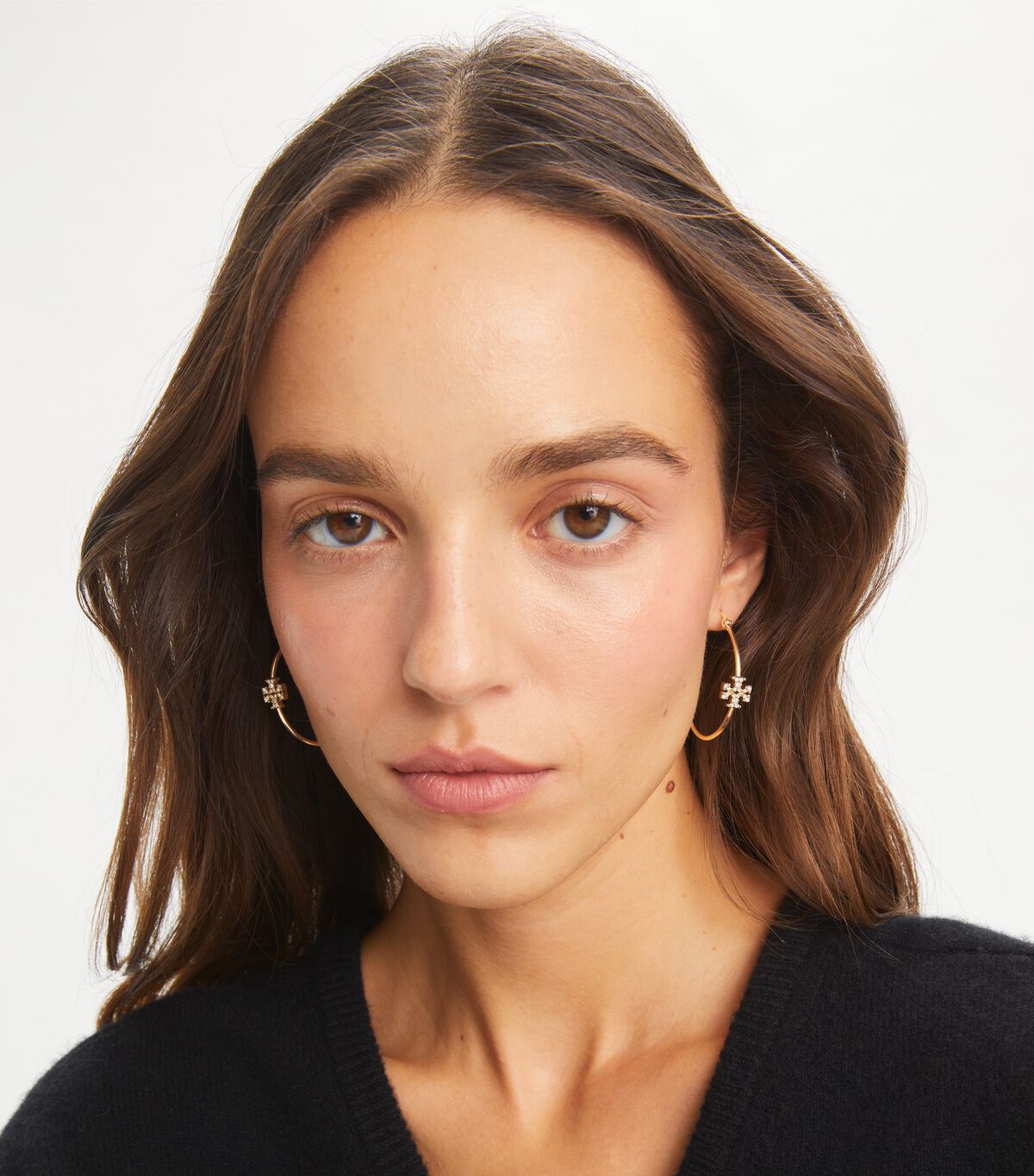 tory burch eleanor pave hoop earring