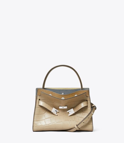 tory burch petite lee radziwill croc embossed double bag
