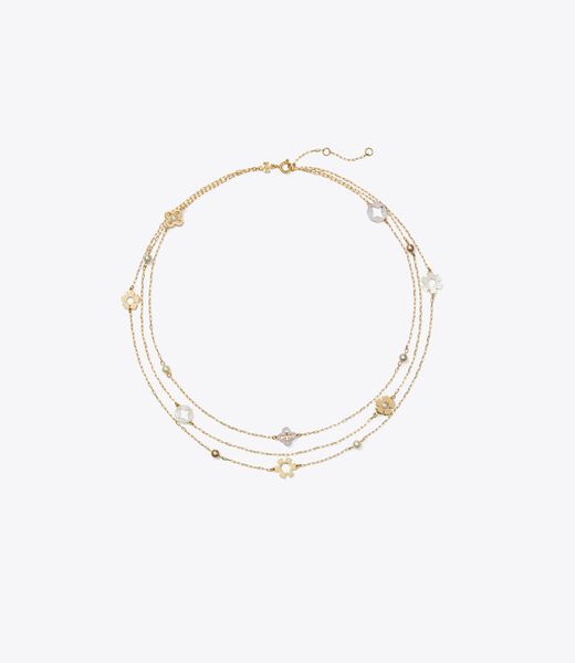 tory burch kira clover triple strand necklace