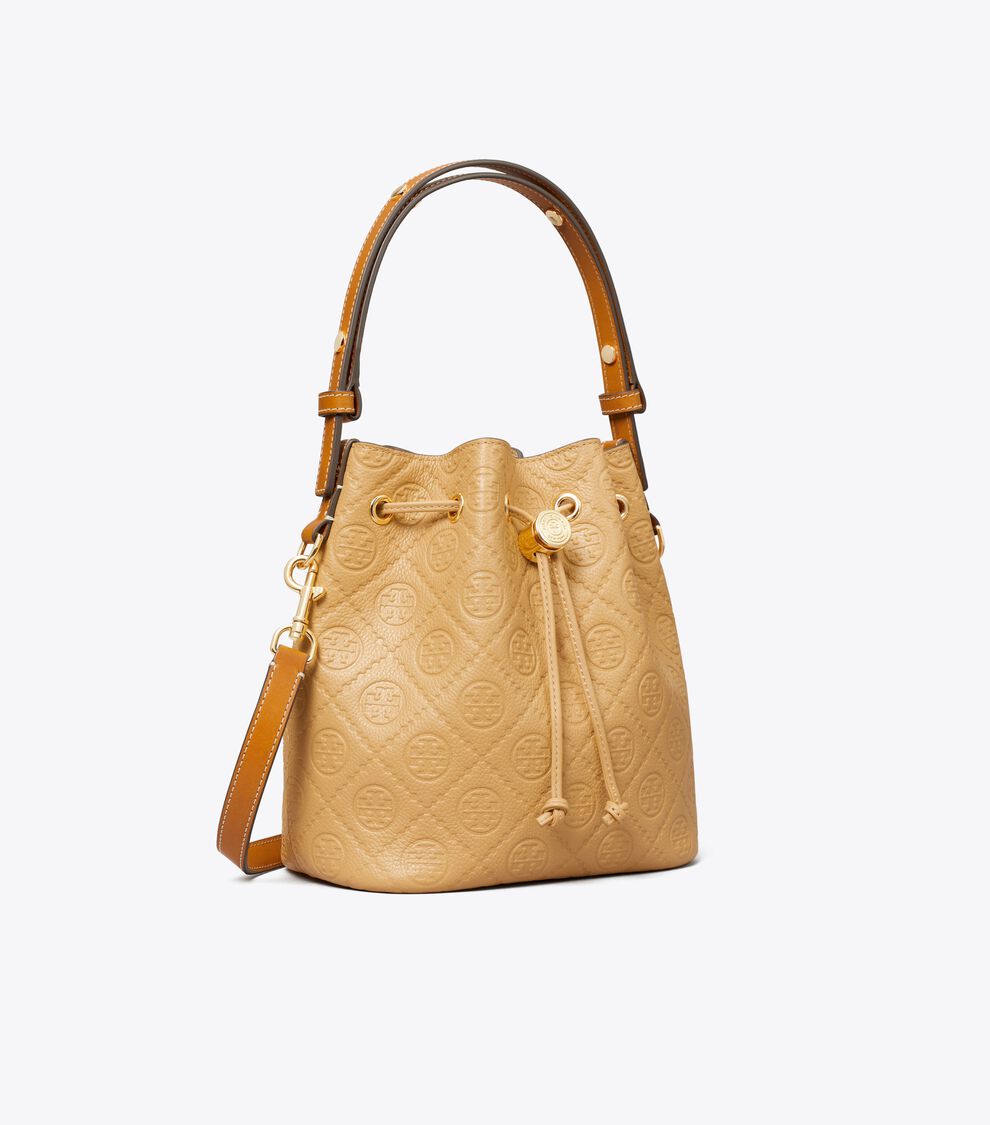 T Monogram Pebble Bucket Bag, Biscotti Tory Burch UAE