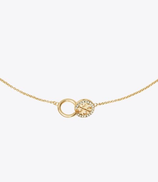 tory burch icon pave interlocking pendant necklace