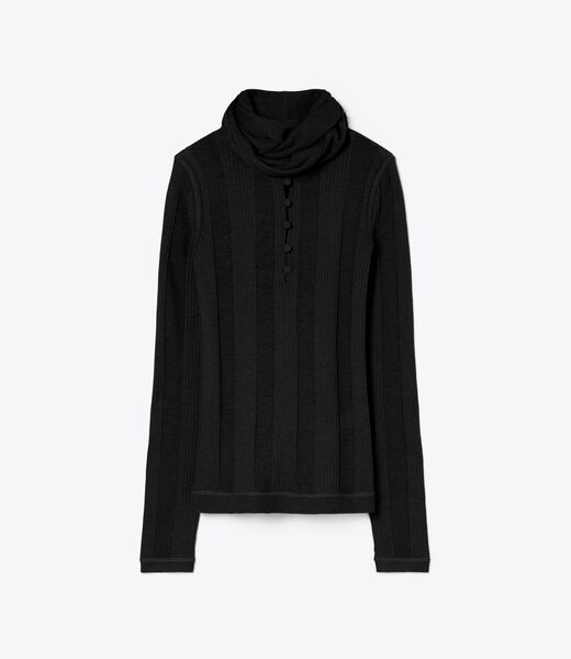 tory burch fine rib front tie sweater