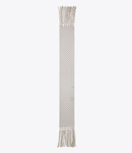 tory burch t monogram fringed oblong scarf