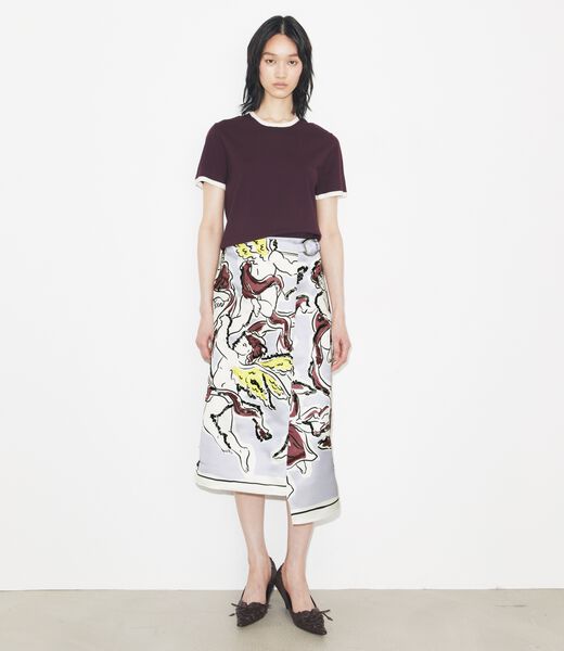 tory burch printed satin skirt