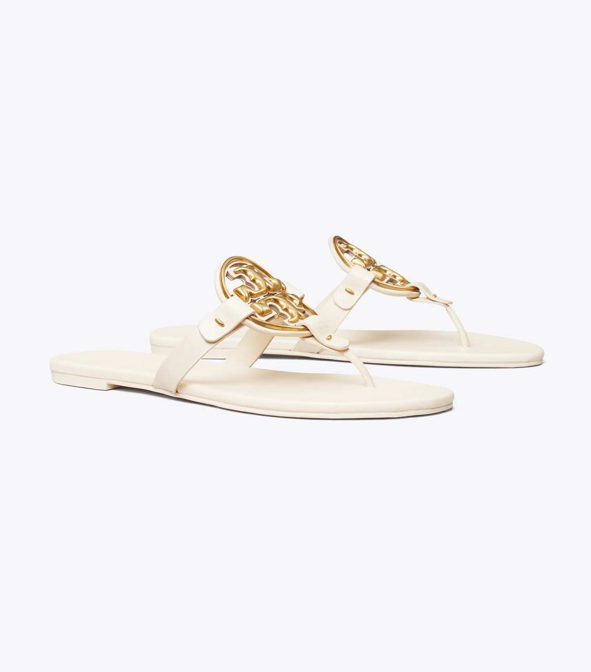 tory burch miller soft metal logo sandal