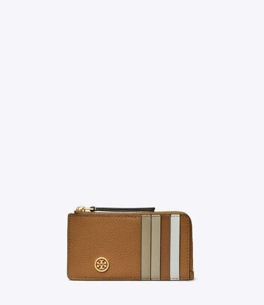 tory burch robinson pebbled top zip card case