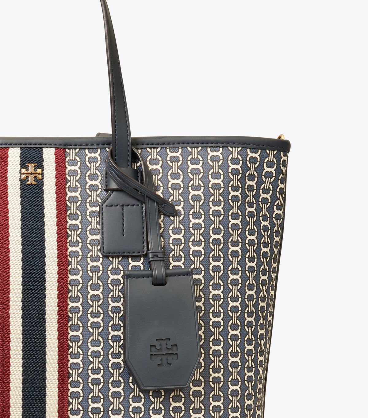 tory burch gemini link canvas small top zip tote bag