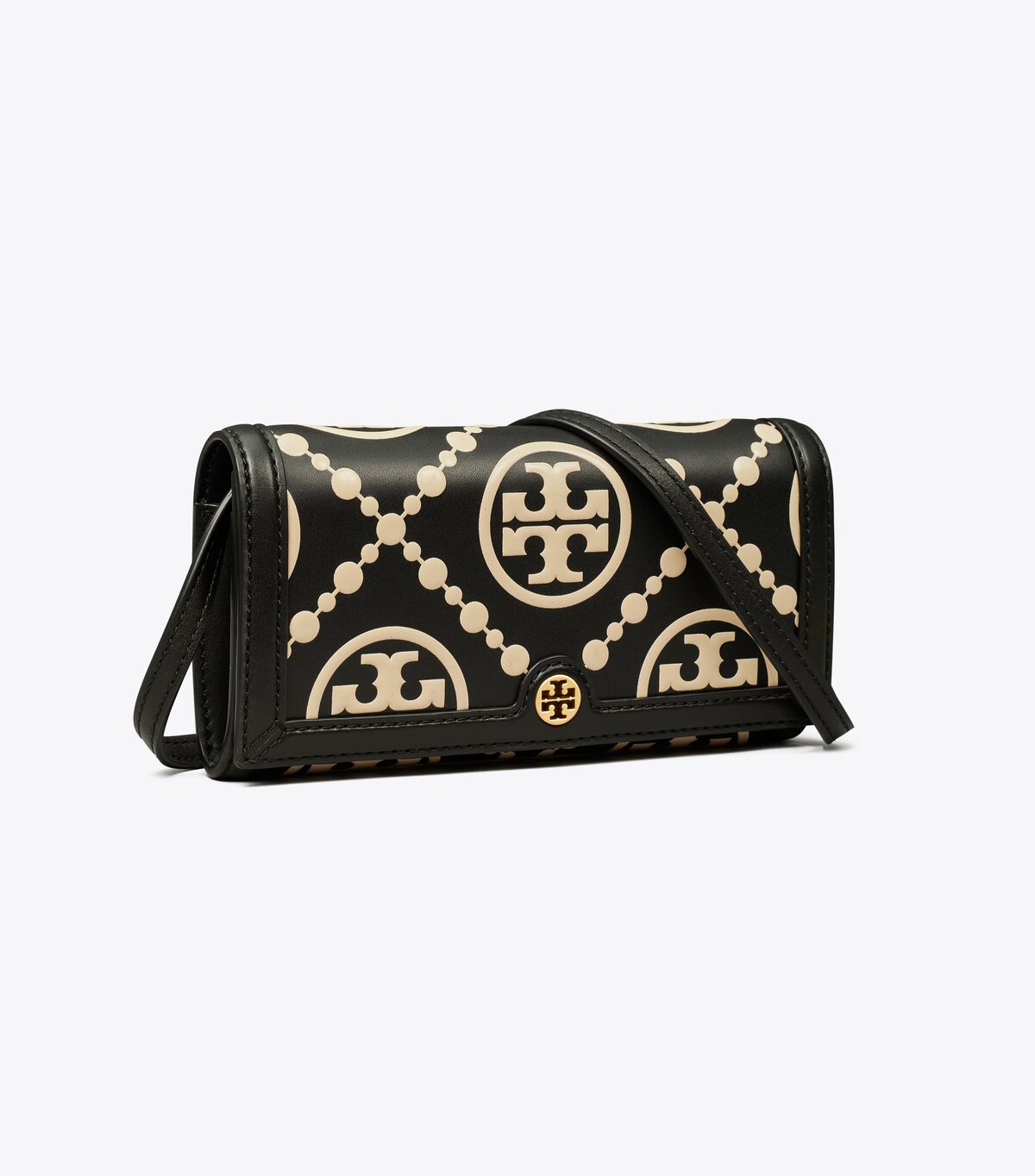 T Monogram Contrast Embossed Wallet Crossbody Bag