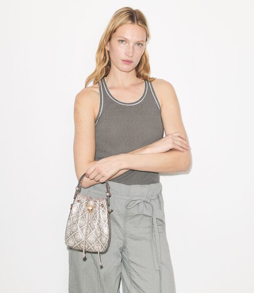 tory burch t monogram coated jacquard mini bucket bag
