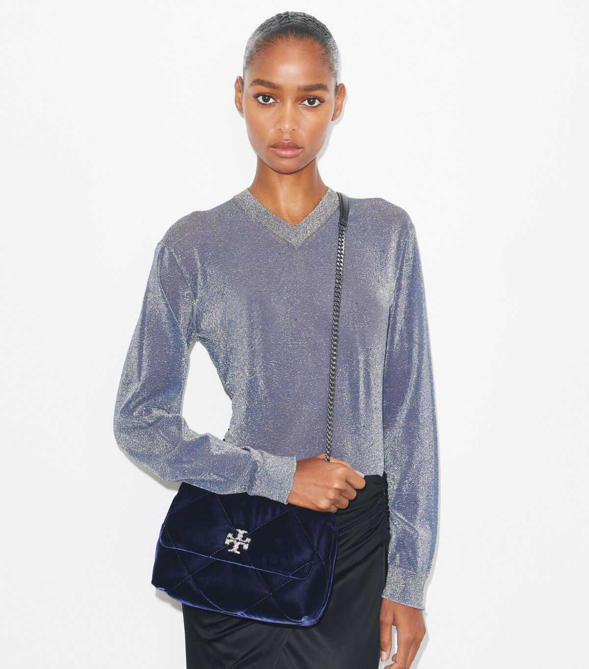 tory burch small kira diamond quilt velvet pave shoulder bag