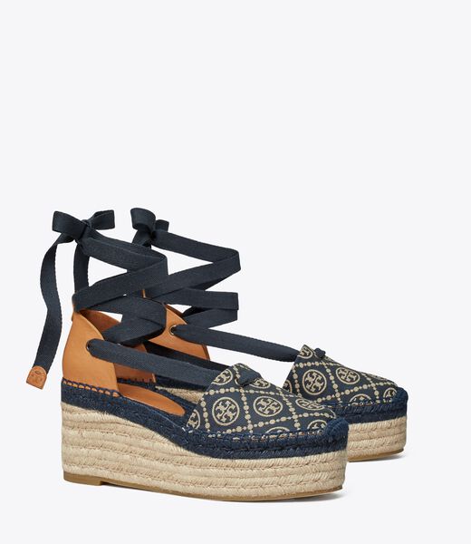 T Monogram Espadrille Wedge
