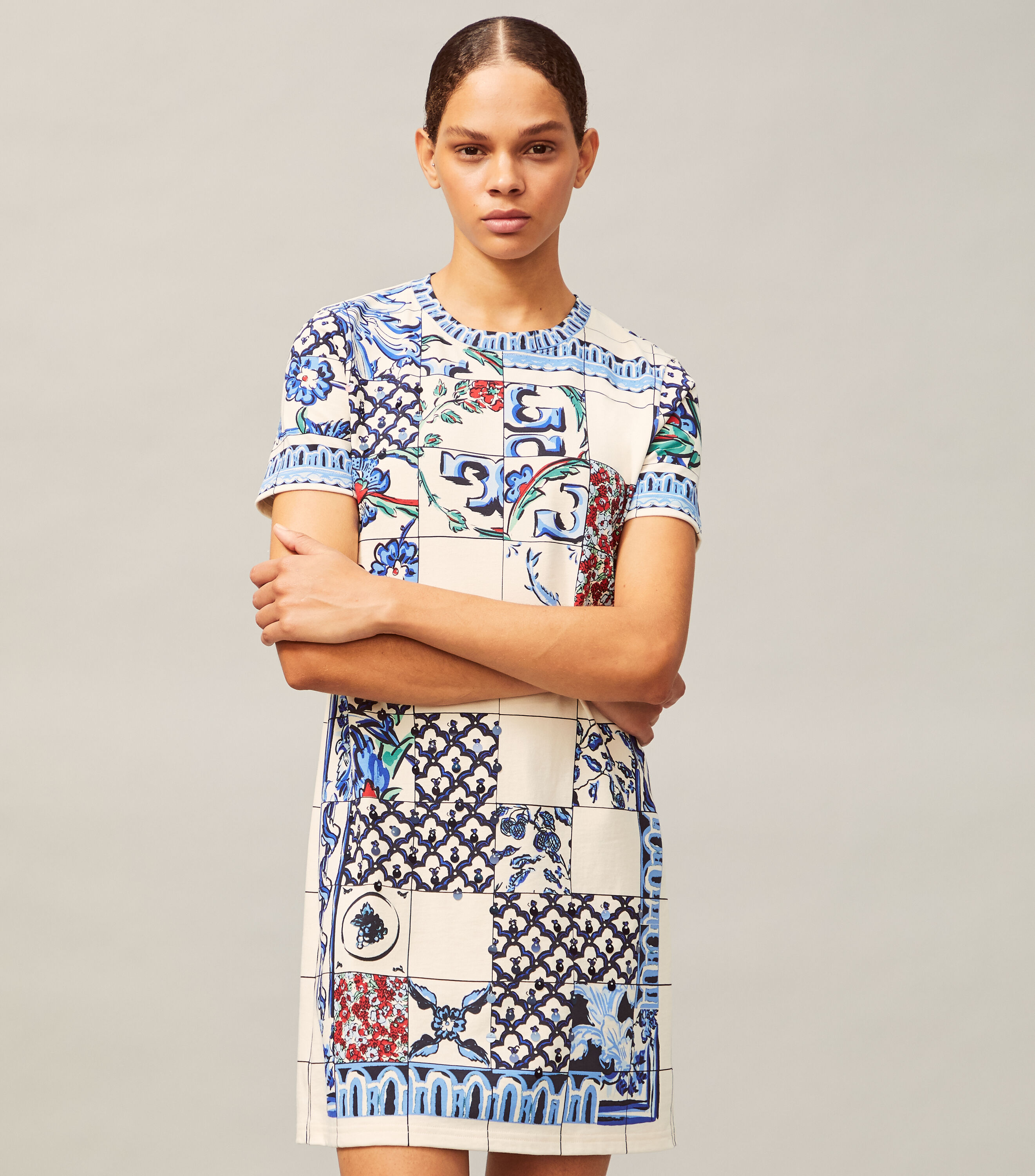 Sequin Embellished T Shirt Dress Ready To Wear Tory Burch
