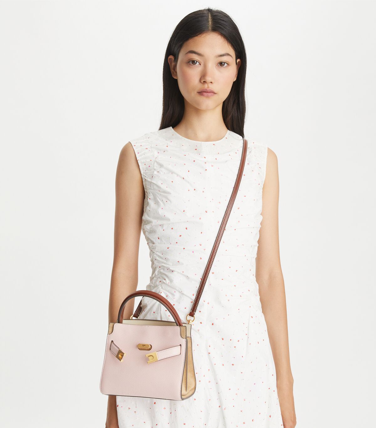 tory burch petite lee radziwill pebbled double bag