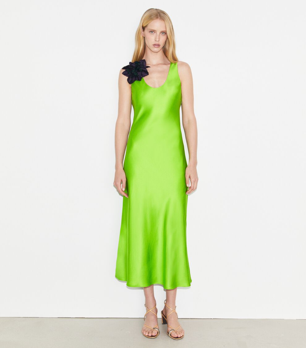 tory burch embroidered satin slip dress Tory Burch Embroidered Satin Slip Dress