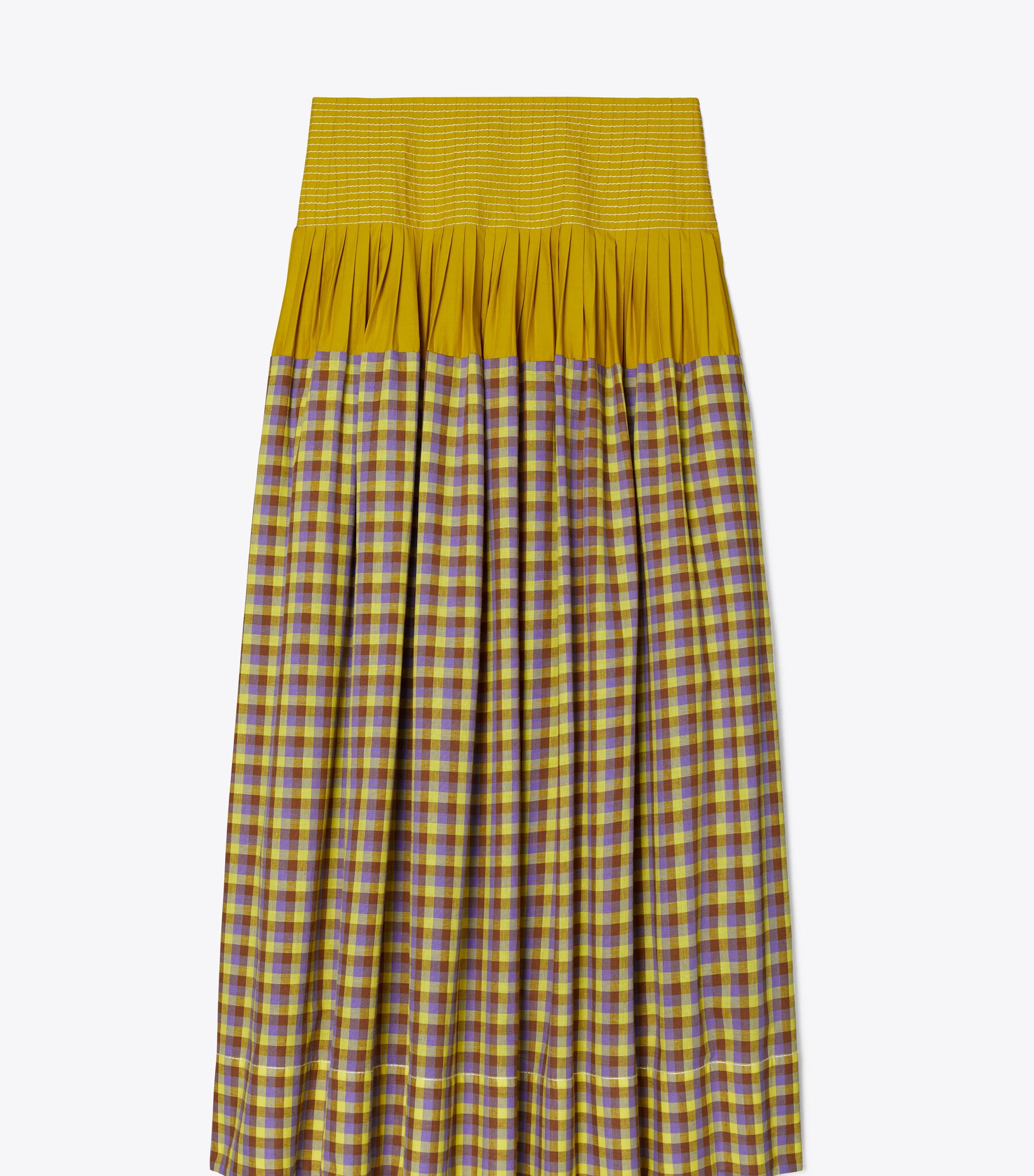 Veronica Plaid Colorblock Skirt, Lemon Lime Tory Burch UAE