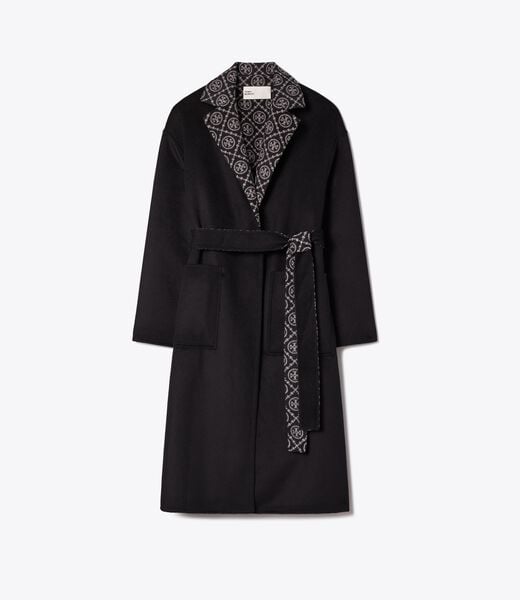 معطف صوف ملفوف بنقشة حرف T tory burch معطف صوف ملفوف بنقشة حرف t