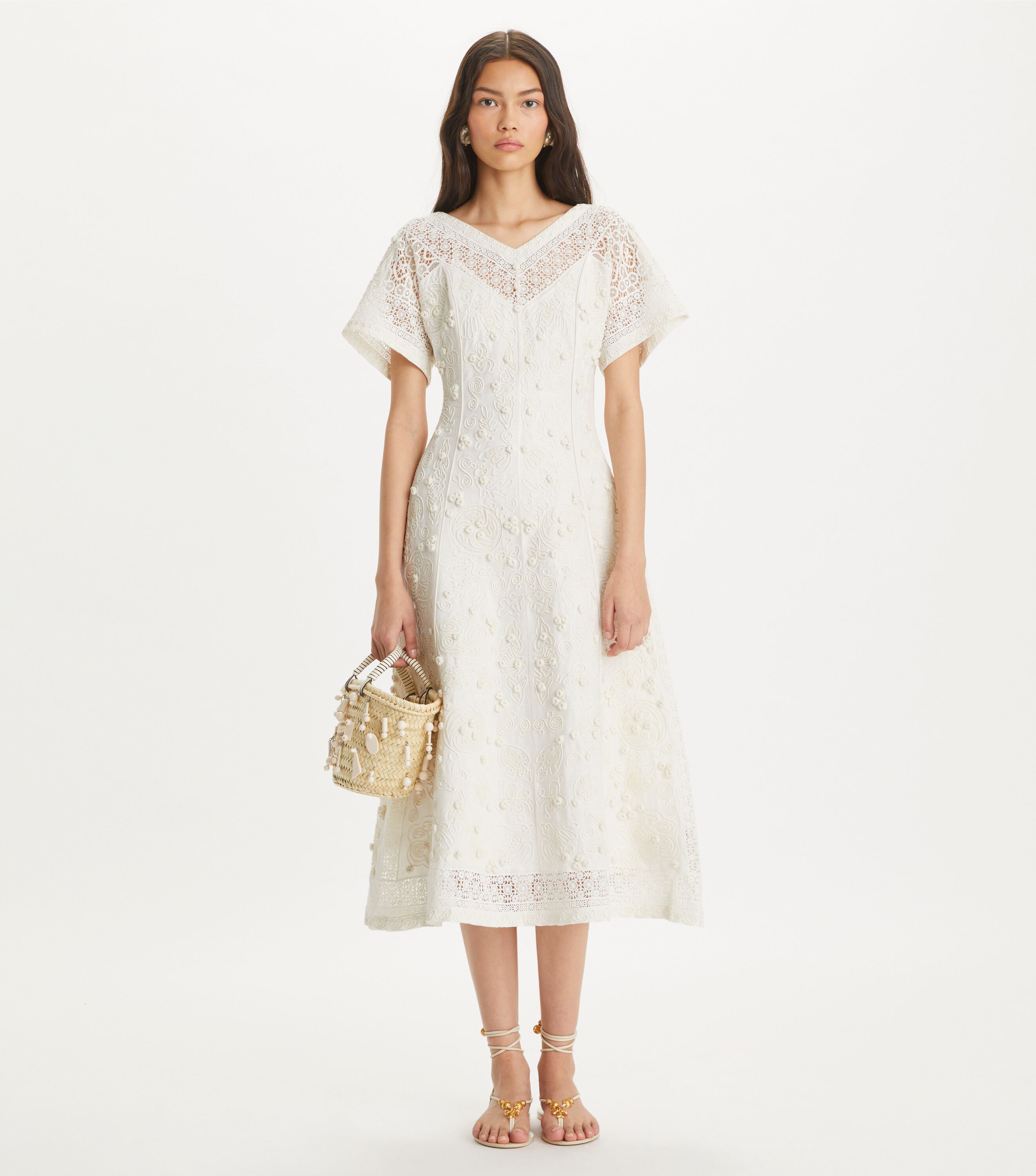 Embroidered linen dress top