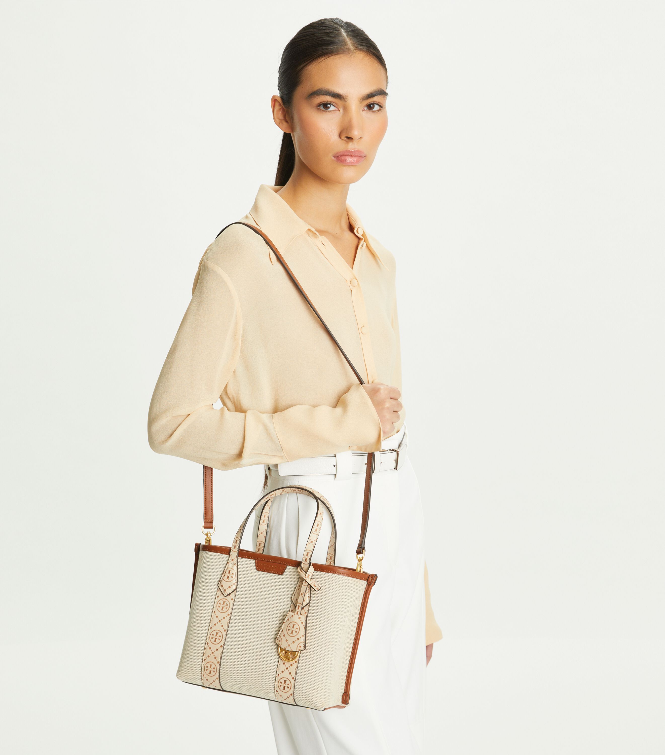 Tory Burch Small Perry Canvas Triple Compartment Tote Tory Burch UAE