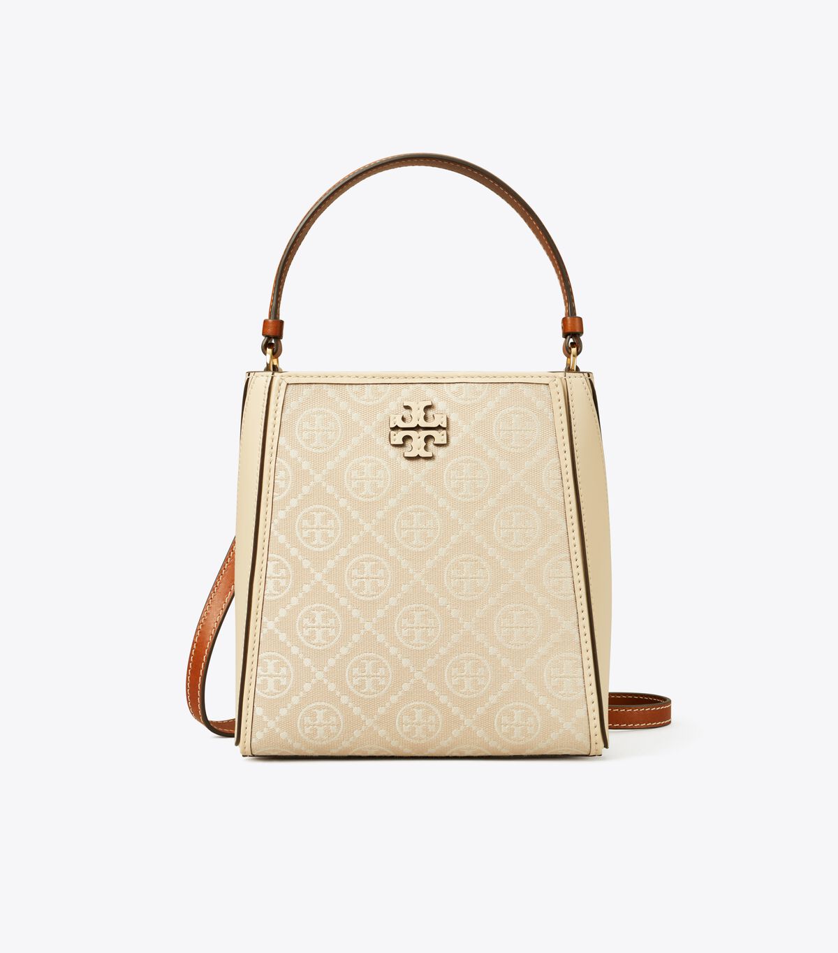 tory burch small t monogram mcgraw bucket bag